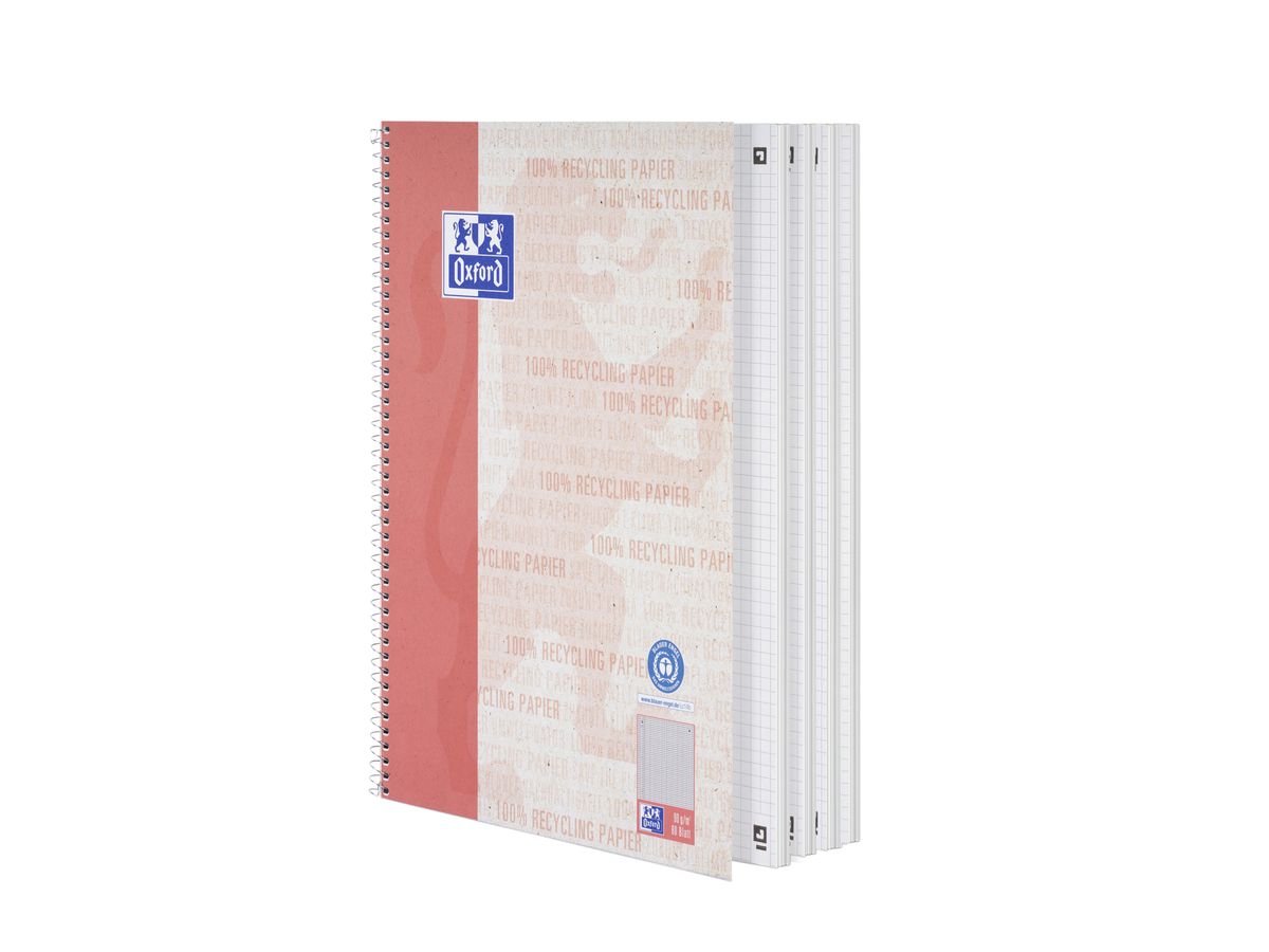 OXFORD Collegeblock Recycling A4 400159358 quadrettato 5mm, 90g 80 fogli (4006144041844)