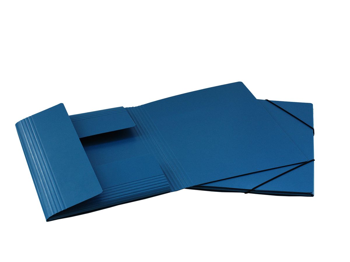 EROLA Gummibandmappe 650my A4 33299 blau Pressspan 3 Klappen (7640114443336)