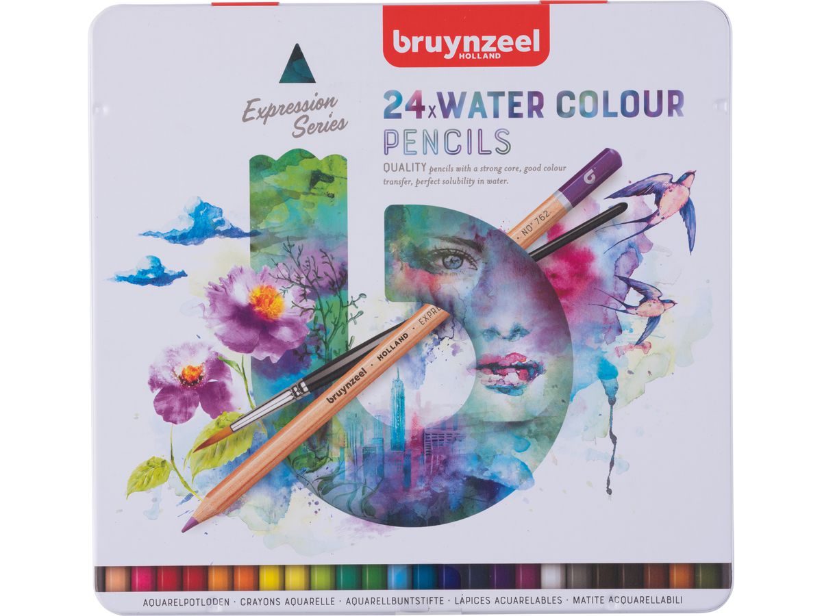 BRUYNZEEL Aquarellfarbstifte Expression 60313024 24 Farben Metalletui (8712079424978)