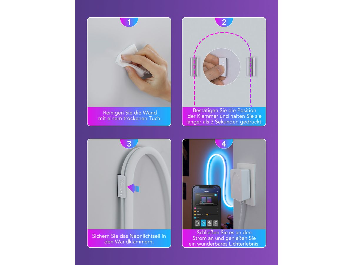 GOVEE Clip di montaggio H1000001 per Neon Rope Light 20 pezzi (6974316992295)