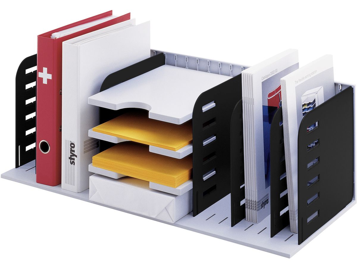 STYRO Système de classem. styrorac 282-03407.98 noir/gris 8 cloisons/3 planc. (7612176112420)