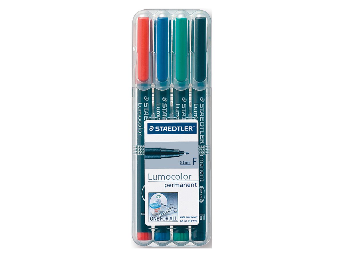 STAEDTLER Lumocolor permanent F 318WP4 4 couleurs ass. (4007817310809)