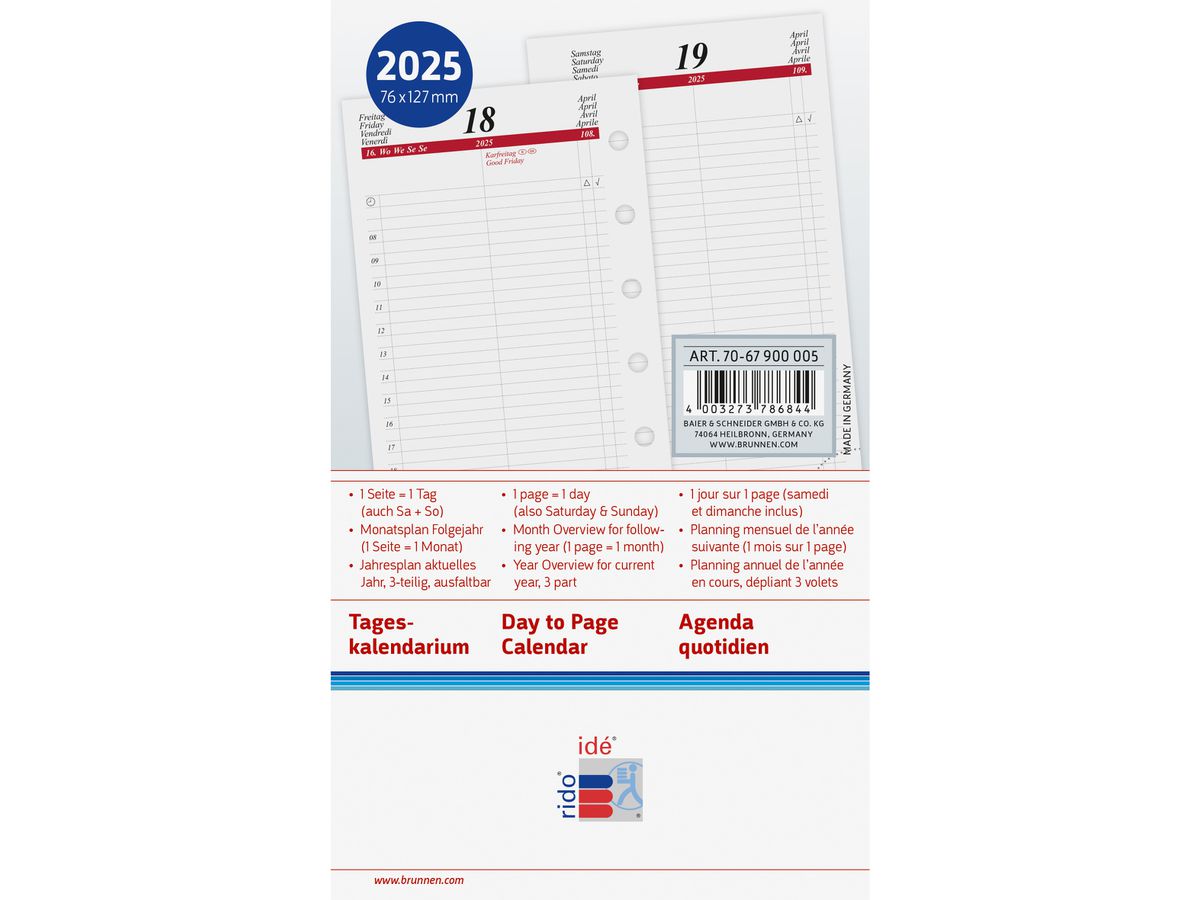 RIDOIDE Timing 3 Tageskalender 2026 7067900006.26 1T/1S ML 7.6x12.7cm (4003273792081)