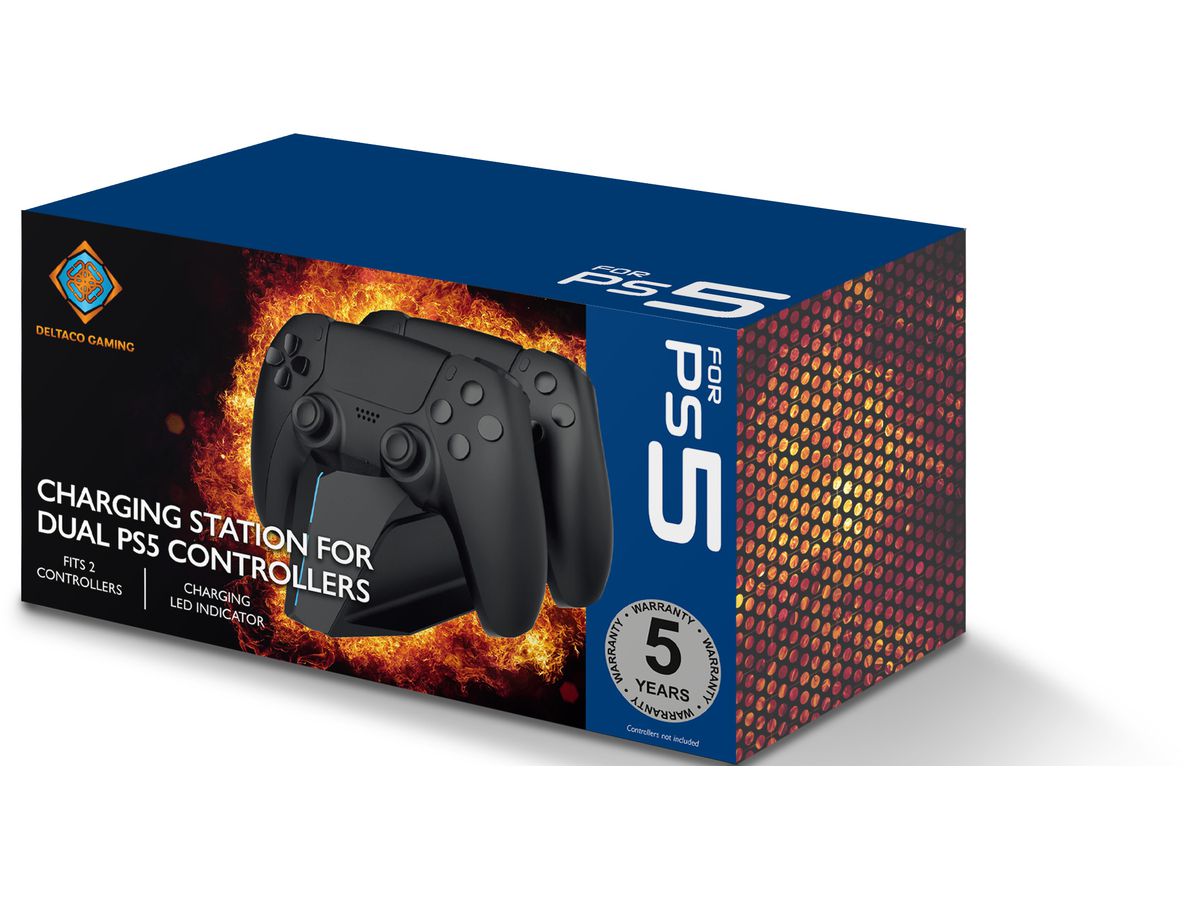 DELTACO Dual Charger PS5 GAM-147 Black (7333048060044)