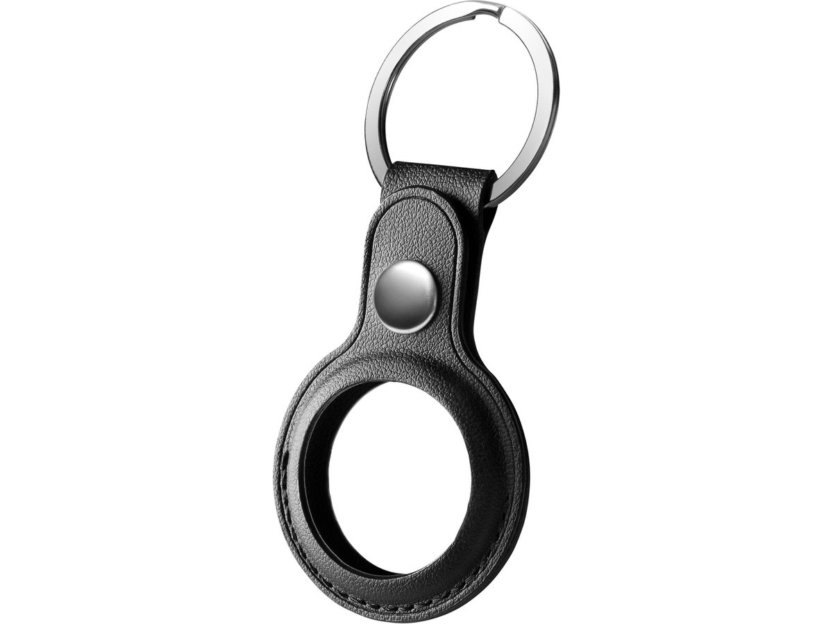 DELTACO Apple AirTag case, keychain MCASE-TAG10 vegan leather, black (7333048053961)