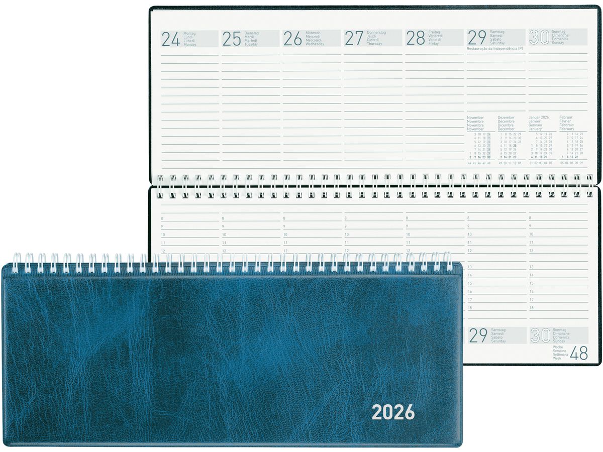 BIELLA Agenda Seplana 2026 888374050026U 1S/2P bleu ML 29.8x11.7cm (7611365527823)