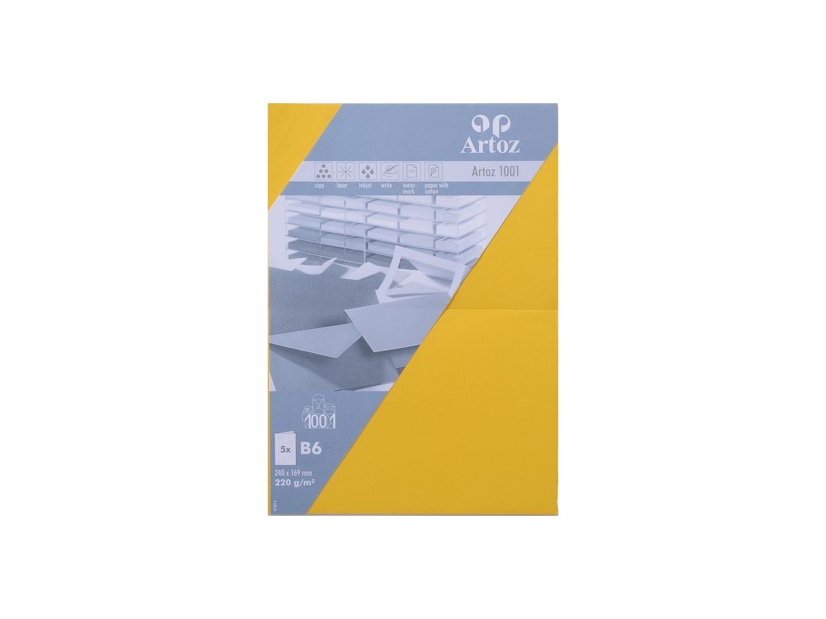 ARTOZ Cartes 1001 B6 107362262 220g, jaune soleil 5 pcs. (7612450247664)