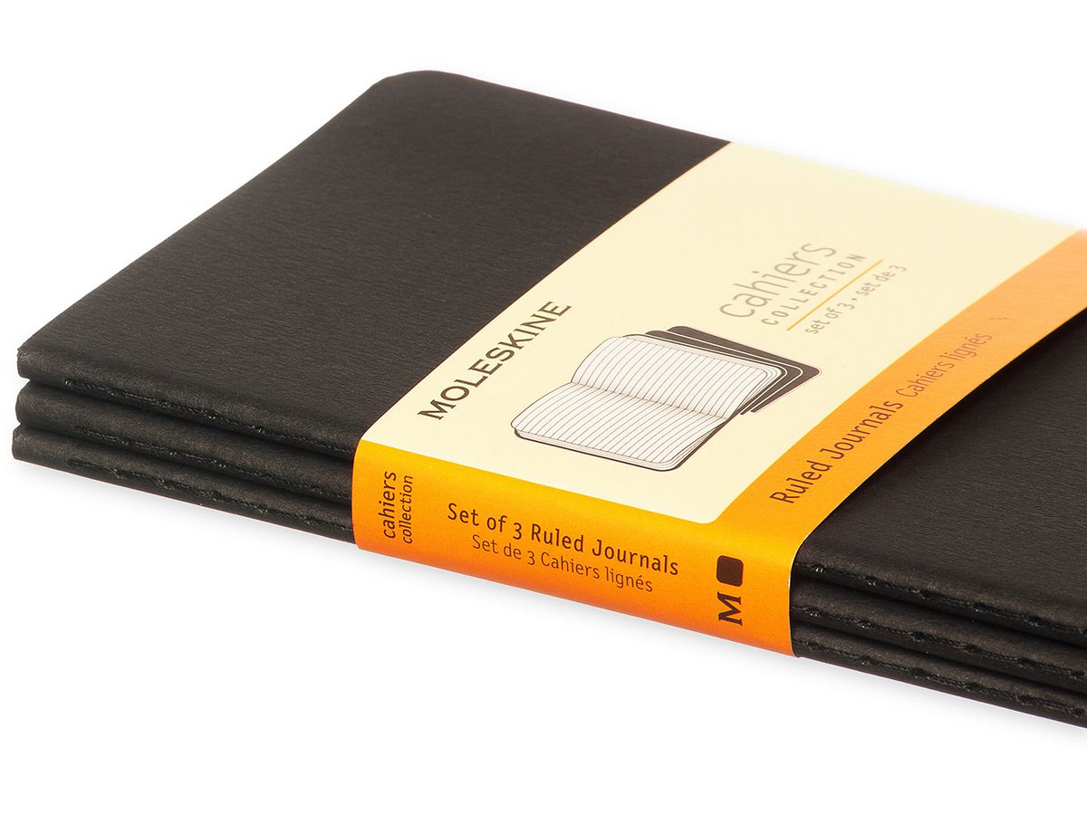 MOLESKINE Notizheft Cahier A6 704895 liniert, schwarz 3 Stück (9788883704895)