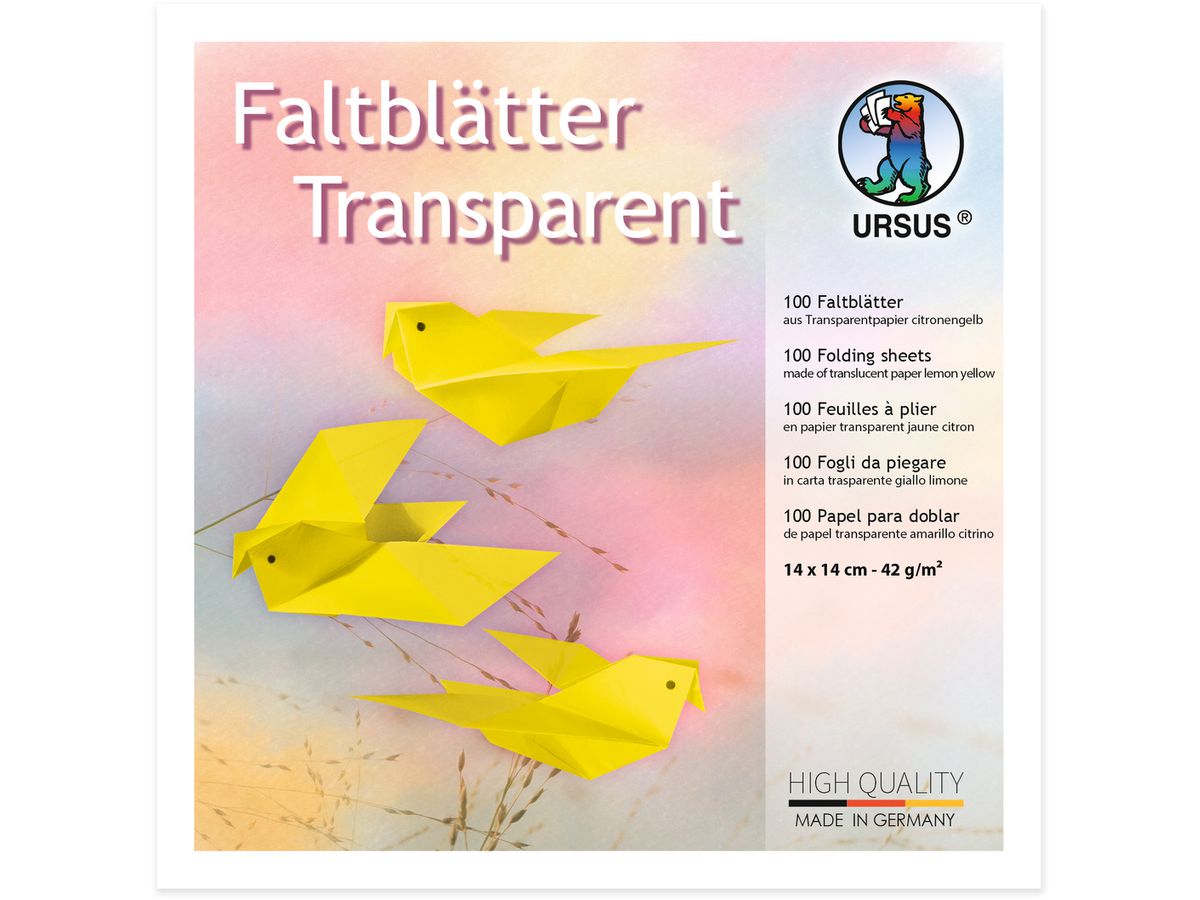 URSUS Faltblätter Origami 14x14cm 2536112 citronengelb 100 Blatt (4008525253099)