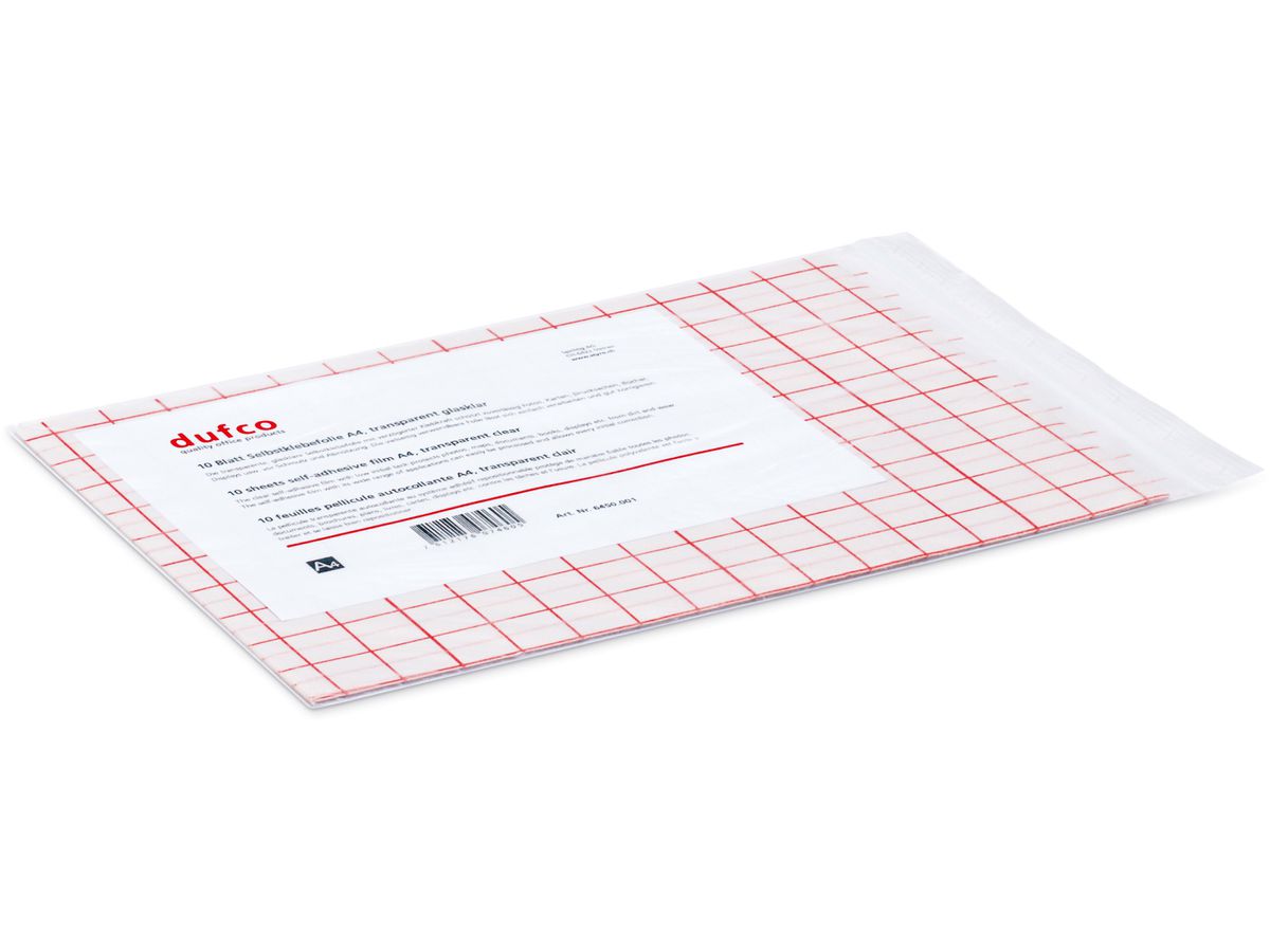 DUFCO Selbstklebefolie A4 6450.001 glasklar glossy, PVC, 10 Bl. (7612176074605)