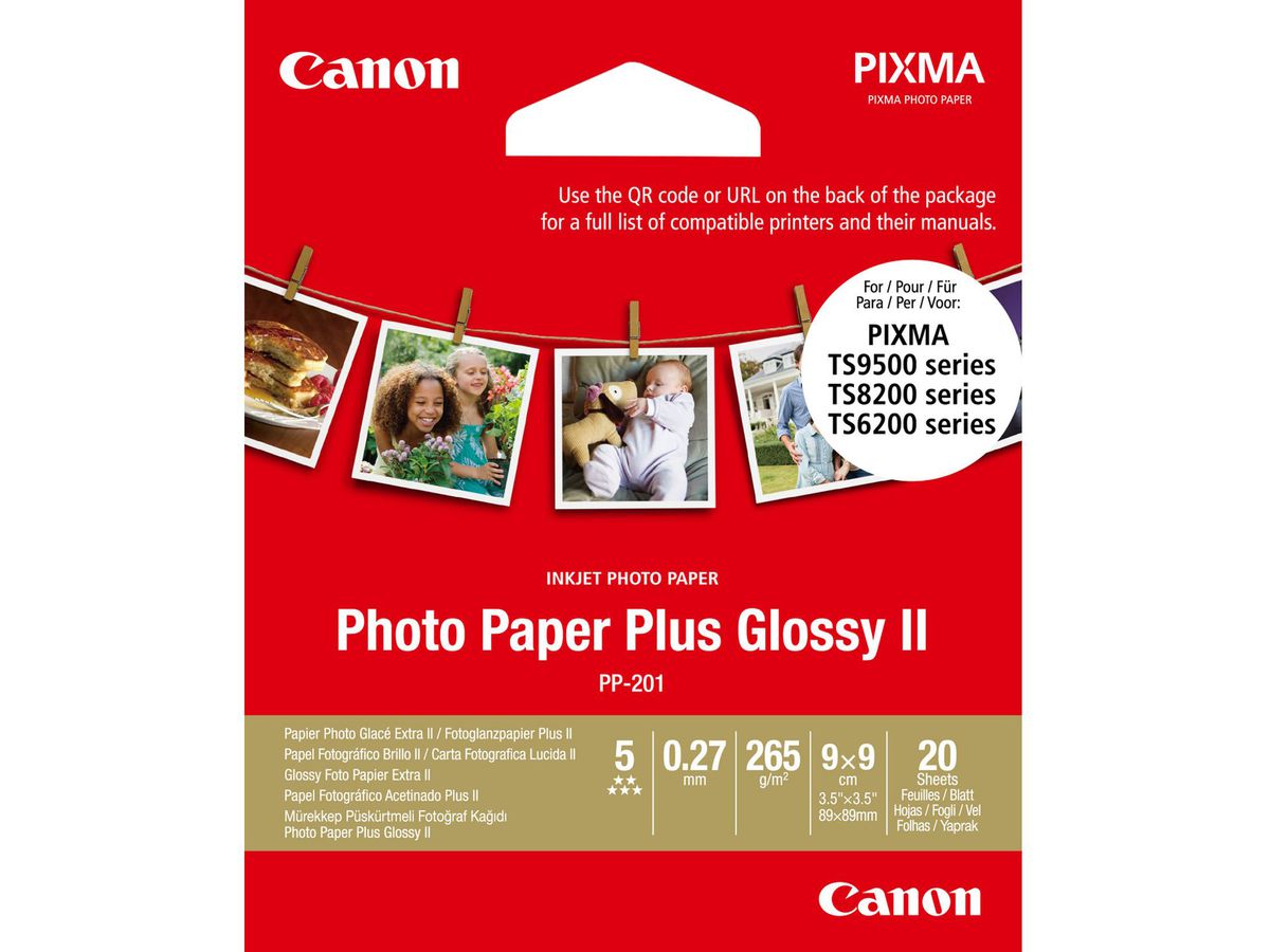 CANON Photo Paper Plus 265g 9x9cm PP201 9x9 InkJet glossy II 20 fogli (4549292136135)