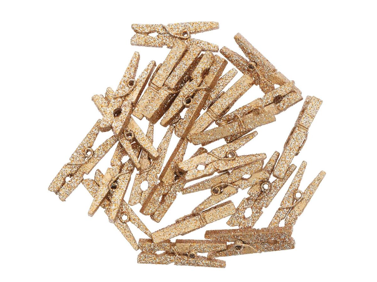 RICO DESIGN Deko-Clips Glitter 3cm 7040.30.88 gold 24 Stück (4051271476106)
