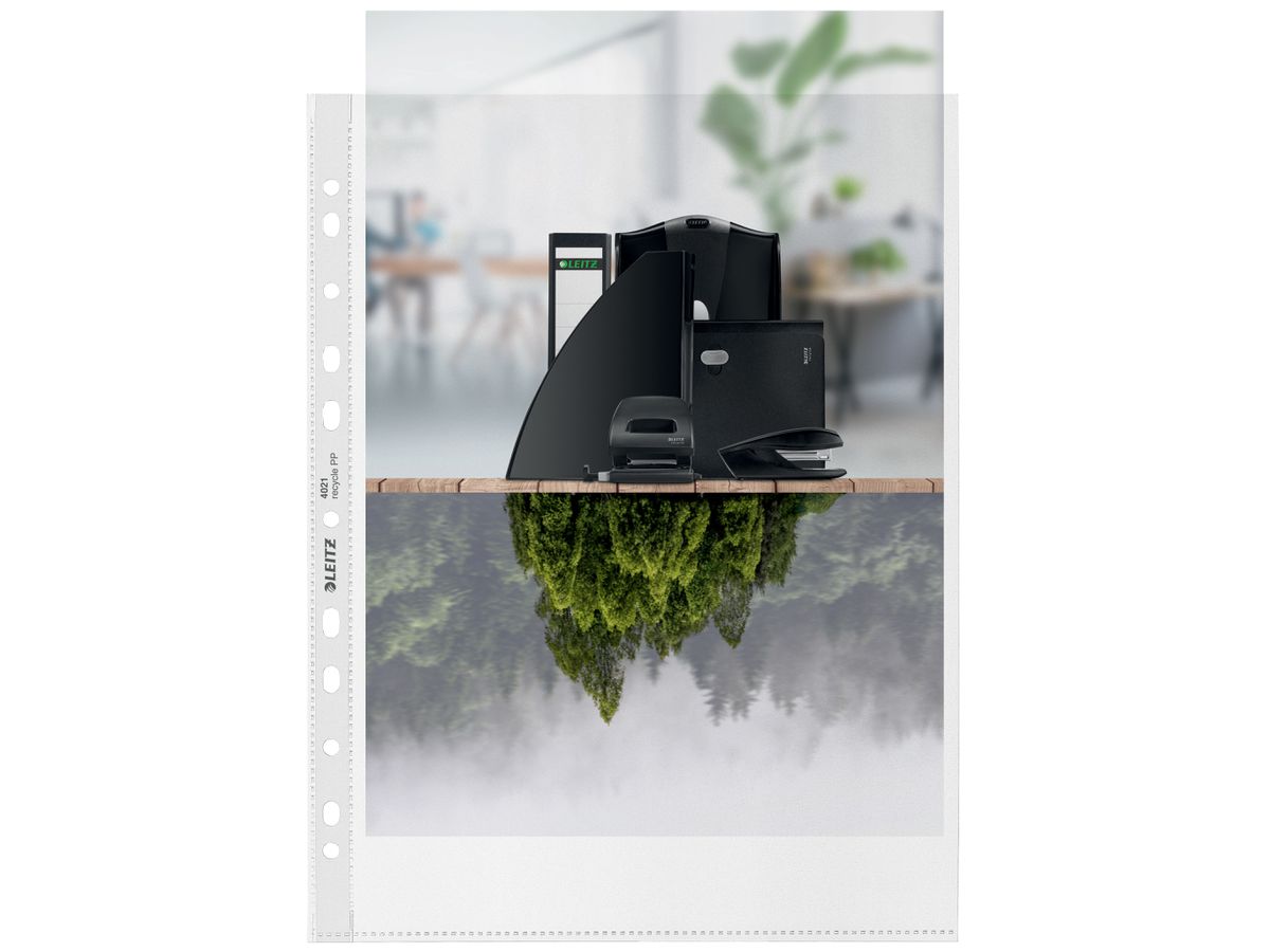 LEITZ Dossier PP Recycle A4 4021-00-03 trasparente, 100my 25 pezzi (4002432128082)