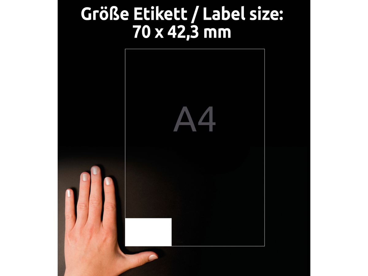 AVERY ZWECKFORM Etichette 70x42,3mm 3652-200 bianco 4620 pz./200+20 fogli (4004182249529)