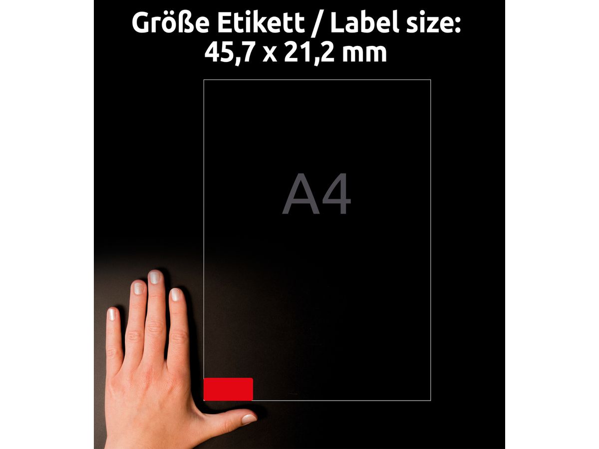 AVERY ZWECKFORM Etichette 45.7x21.2mm L6038-20 rosso 20f./48pe (4004182060384)