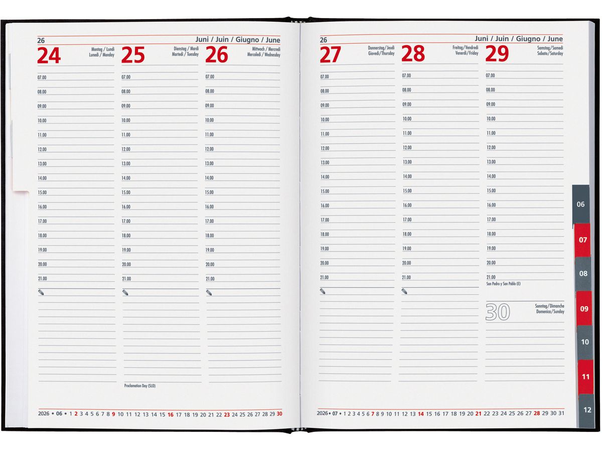 BIELLA Agenda Registra 7 plus 2026 809370020026U 1S/2P nero ML 17.2x24cm (7611365524457)