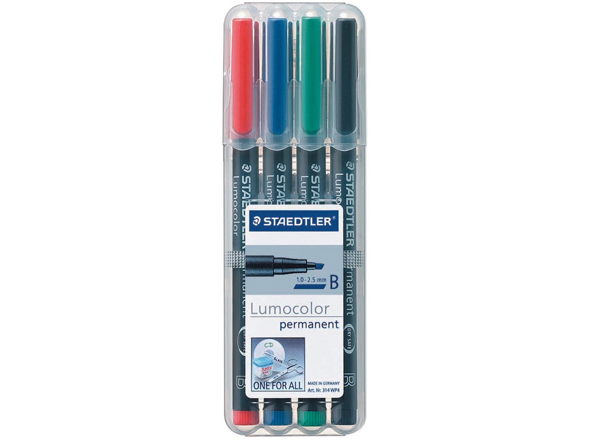 STAEDTLER Lumocolor permanent B 314 WP4 4 couleurs ass. (4007817304297)