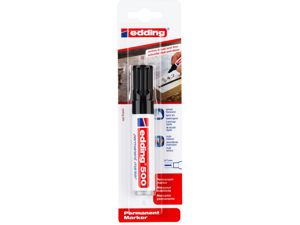 EDDING Permanent Marker 500 2-7mm 500BLI-1 schwarz Blister (4004764060306)