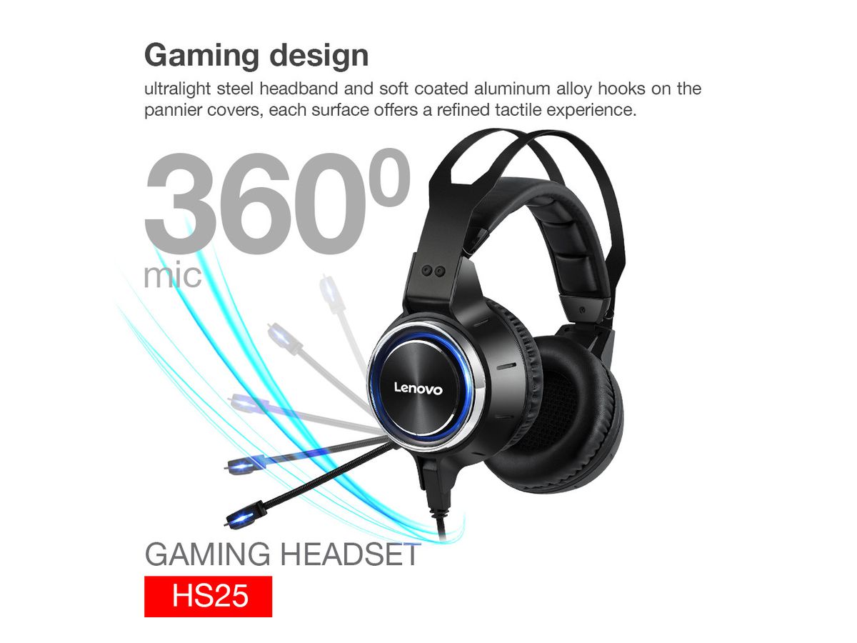 LENOVO Gaming Headphones HS25 HS25-BK (6970648212872)