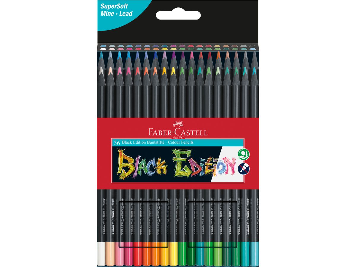 FABER-CASTELL Matita colorata Black Edition 116436 colori neon ass. 36 pezzi (4005401164364)