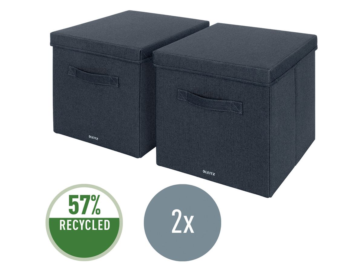 LEITZ Box di stoccaggio coperchio 6145-00-89 vell. grigio 2pz 33x32.5x38cm (4002432134649)