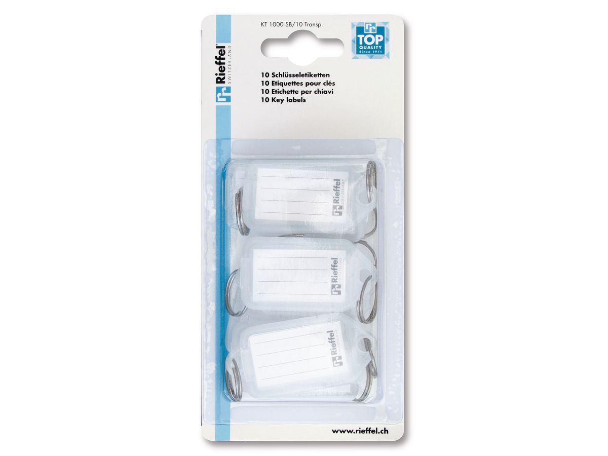 RIEFFEL SWITZERLAND Schlüsseletiketten 38x22mm KT 1000 SB/10 TRANSP transparent 10 Stück (7630010411034)