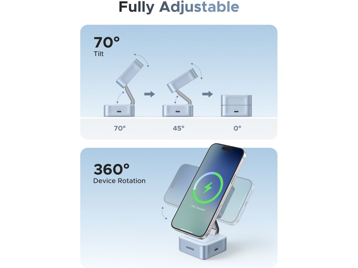 UGREEN Magnetic Charger 25W 2-in-1 55960B Wireless, Qi2.2 35W (6941876293100)