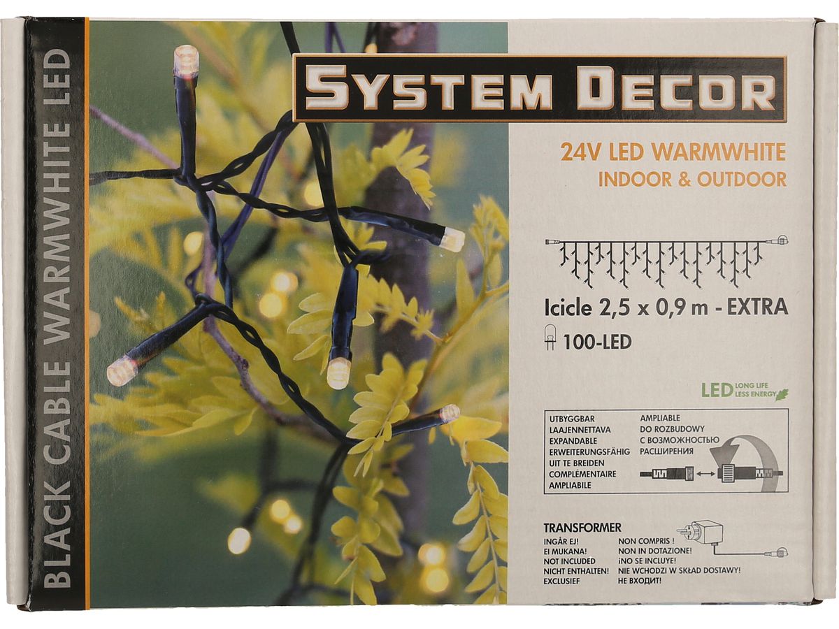STAR TRADING System Decor Lichterkette 2.5m 12.495-31 Extra, Icicle, schwarz (7391482495310)