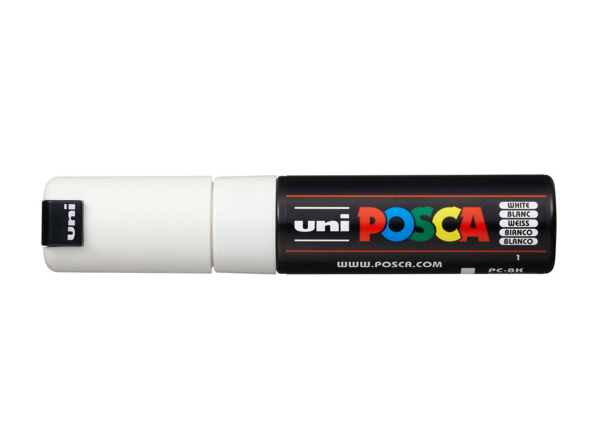 POSCA Marker 8mm PC-8K WHITE weiss, Keilspitze (4902778916599)