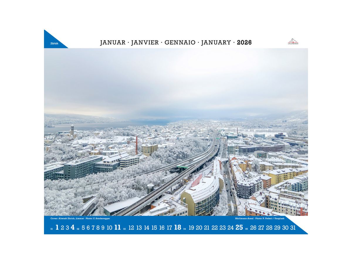 CALENDARIA Bildkalender 2026 9783036205663 Zürich ML 40x31cm (9783036205663)