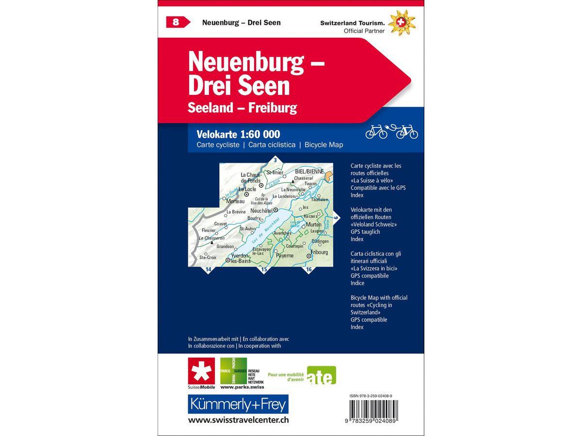 HALLWAG Velokarte 325902408 Neuenburg Drei Seen 1:60'000 (9783259024089)