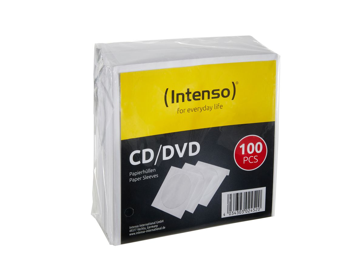 INTENSO CD / DVD Paper Sleeves 9001304 100 pcs. (4034303024520)