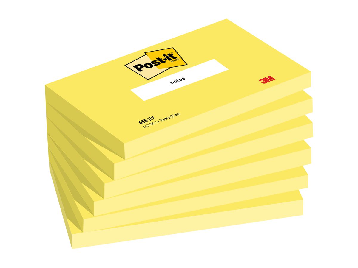 POST-IT Notes 76x127mm 655-NY neongelb 6x100 Blatt (4064035083632)