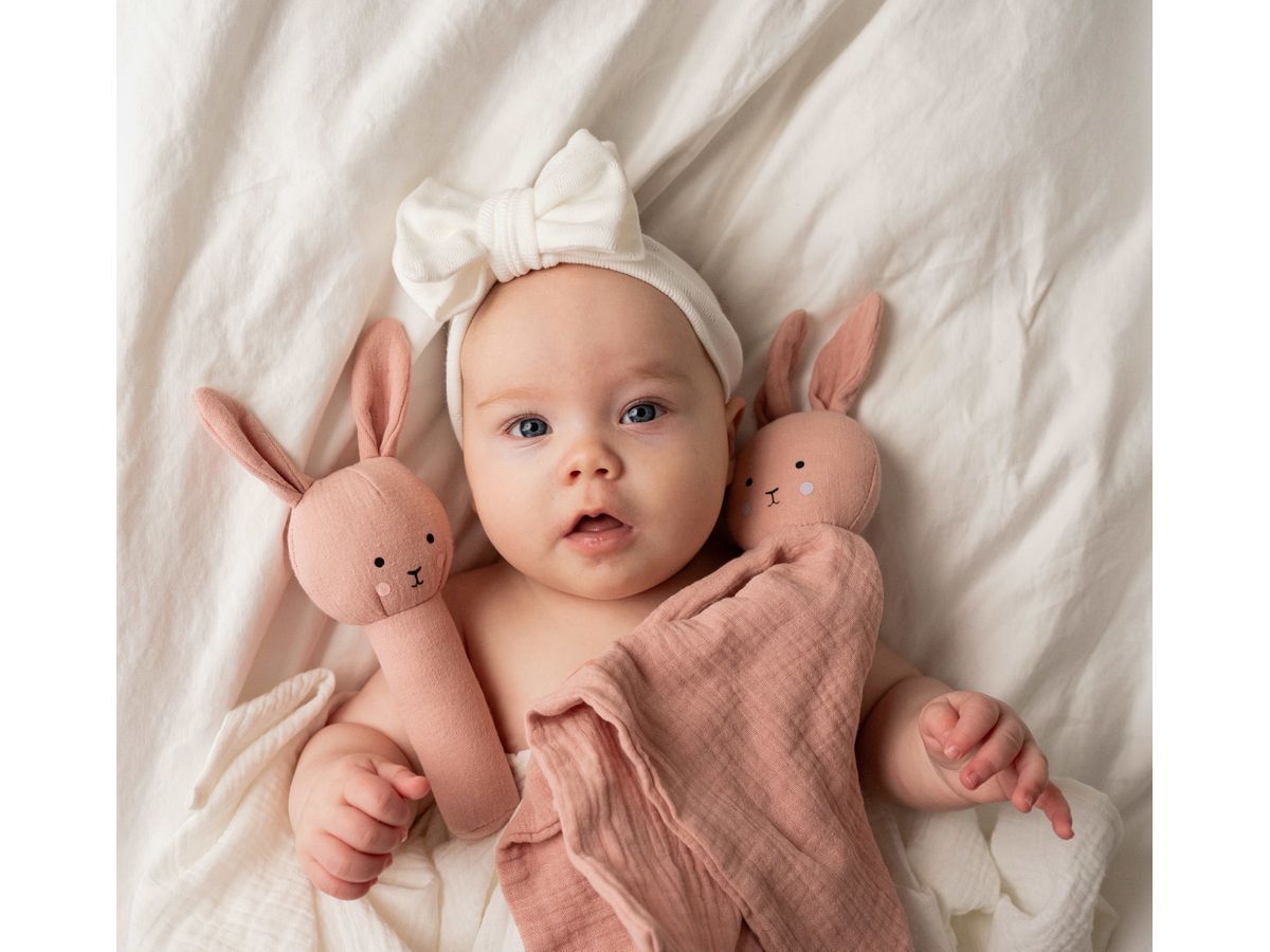 JABADABADO Hochet lapin cadeau S1025 rose 2 pièces (7332599010256)