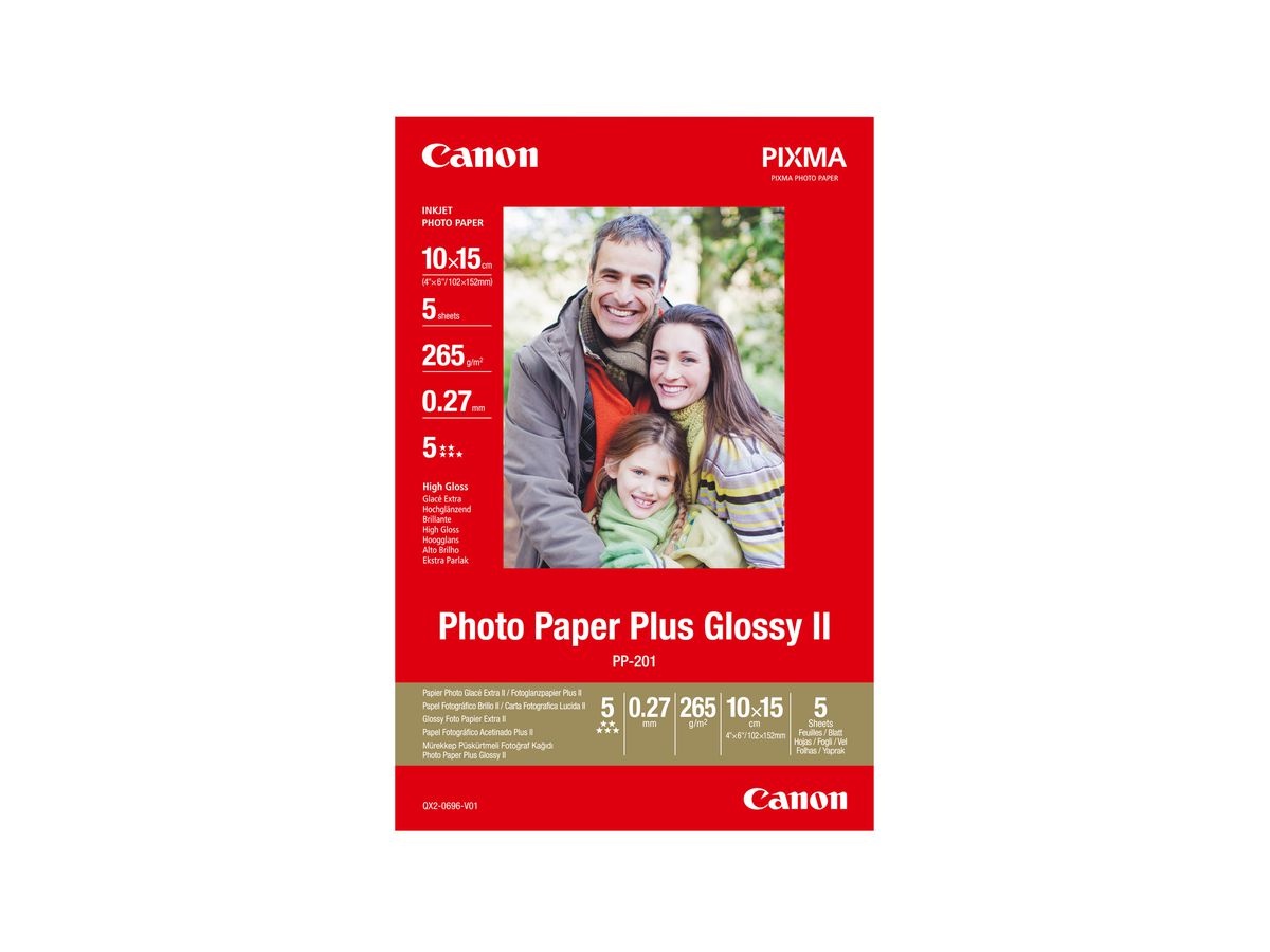 CANON Photo Paper glossy 10x15cm PP2014x6 InkJet, 265g 5 fogli (4960999978215)