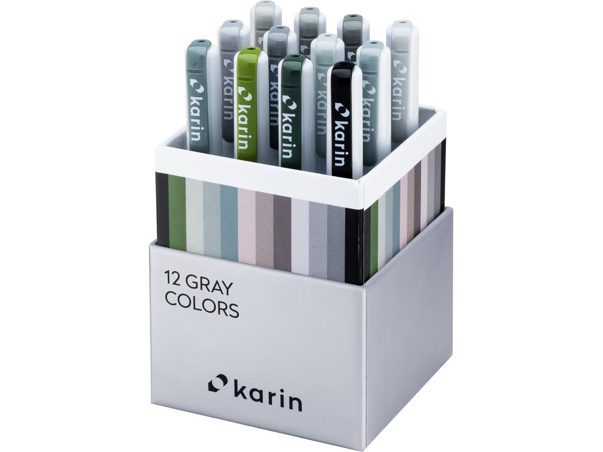 KARIN Real Brush Pen Pro 0.4mm 31C6 Gray colours 12 pièces (5904446031350)