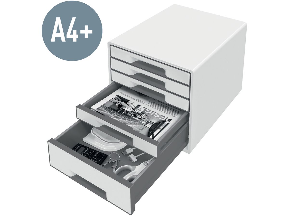 LEITZ Set tiroirs WOW Cube A4 5214-20-26 blanc/rouge, 5 tiroirs (4002432135189)