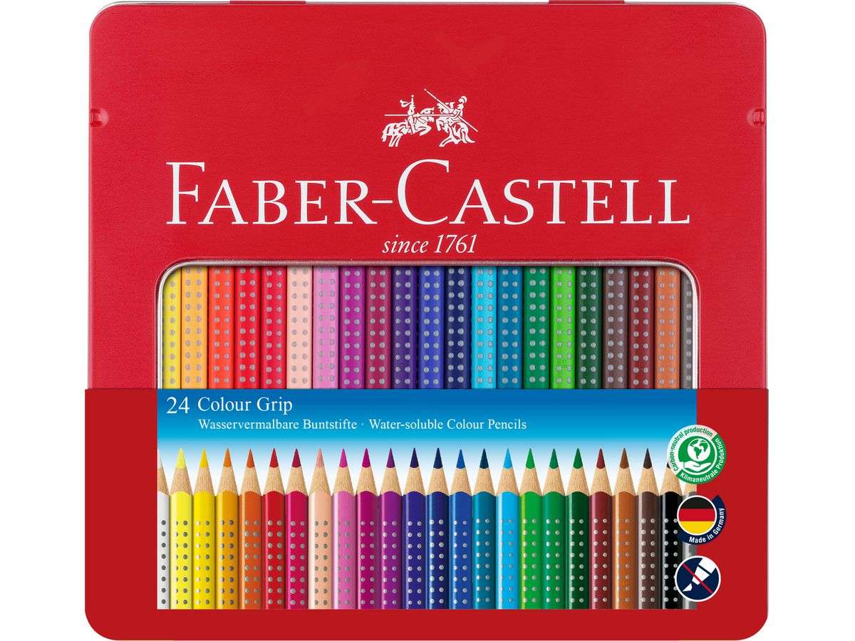 FABER-CASTELL Matita colorata Colour Grip 112423 24 colori Astuccio metallico (4005401124238)