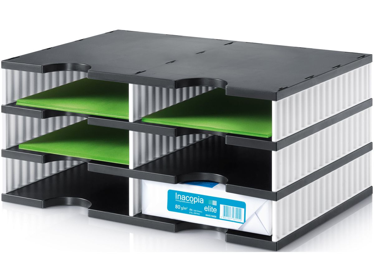 STYRO Système class. styrodoc duo 268-0203.09 noir/blanc 6 compartiments (7612176077057)