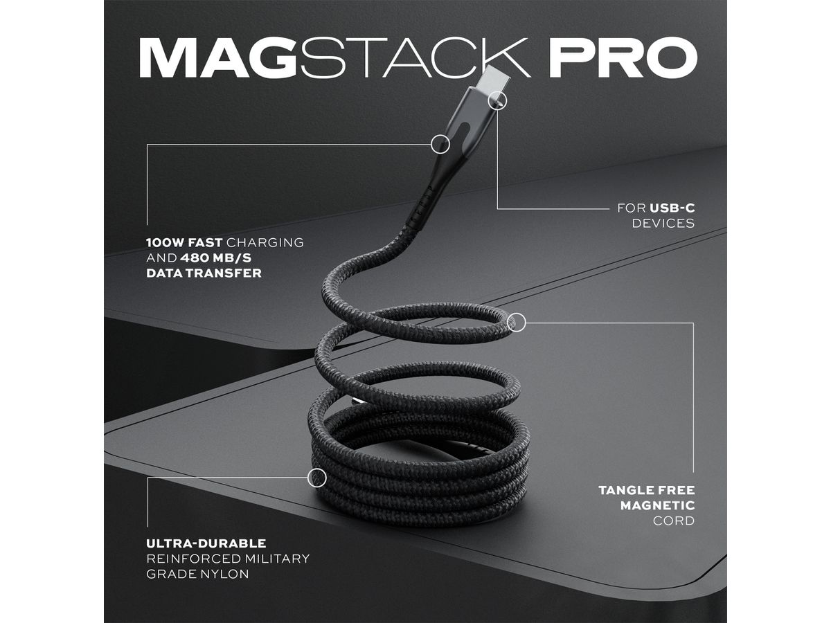 STATIK MagStack Pro, Magnetic Cable PUP-0550-3FT-CC USB-C to C, 1m 100W Black (0810024055647)