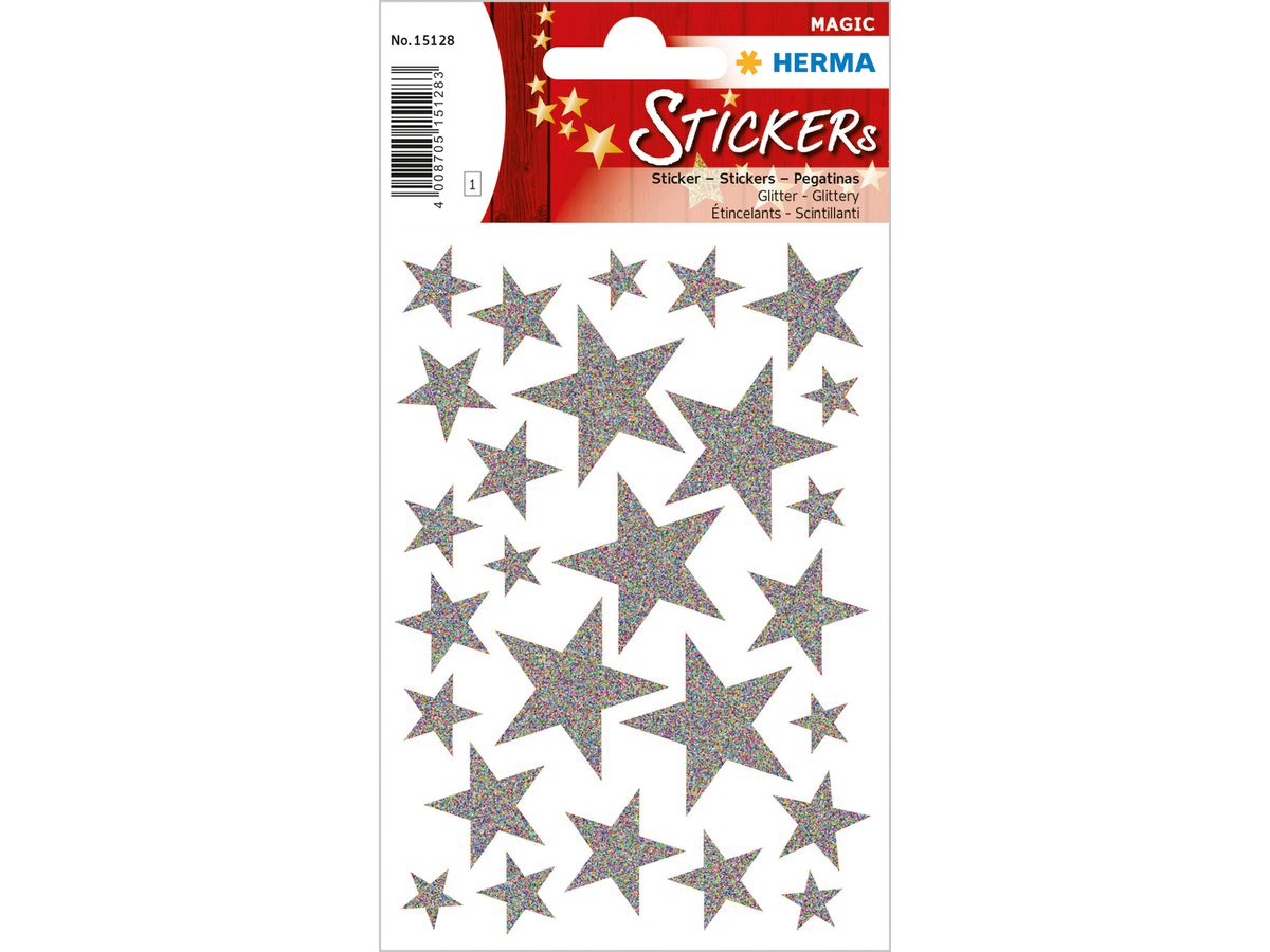 HERMA Sticker Sterne 15128 silber 27 Stück /1 Blatt (4008705151283)