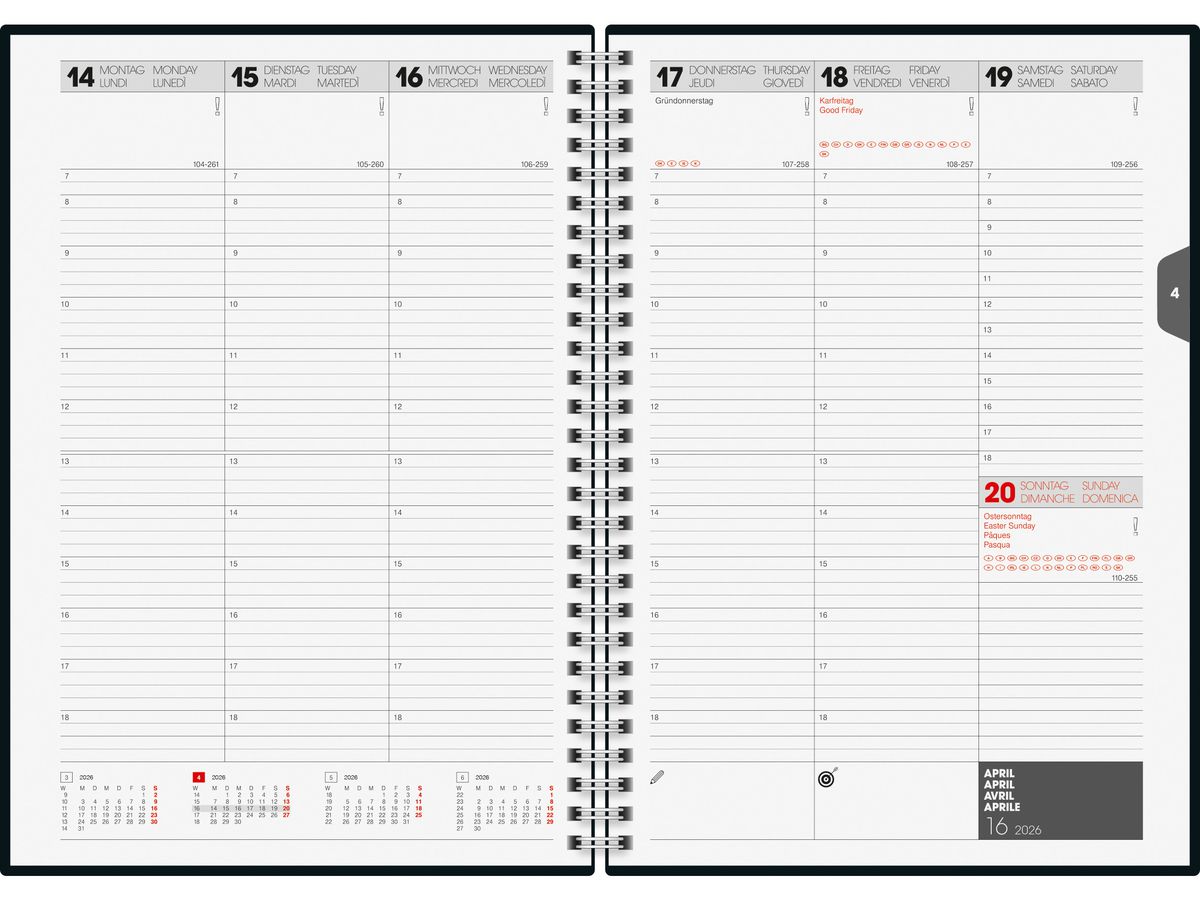 SIMPLEX Wochenagenda 2026 797-2022.26 1W/2S silber ML 16.9x24cm (7611468040687)