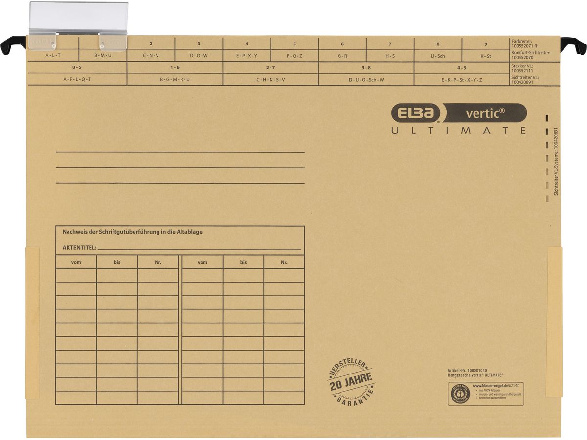 ELBA Hängetasche Vertic 1 A4 100081040 naturbraun (4002030854437)