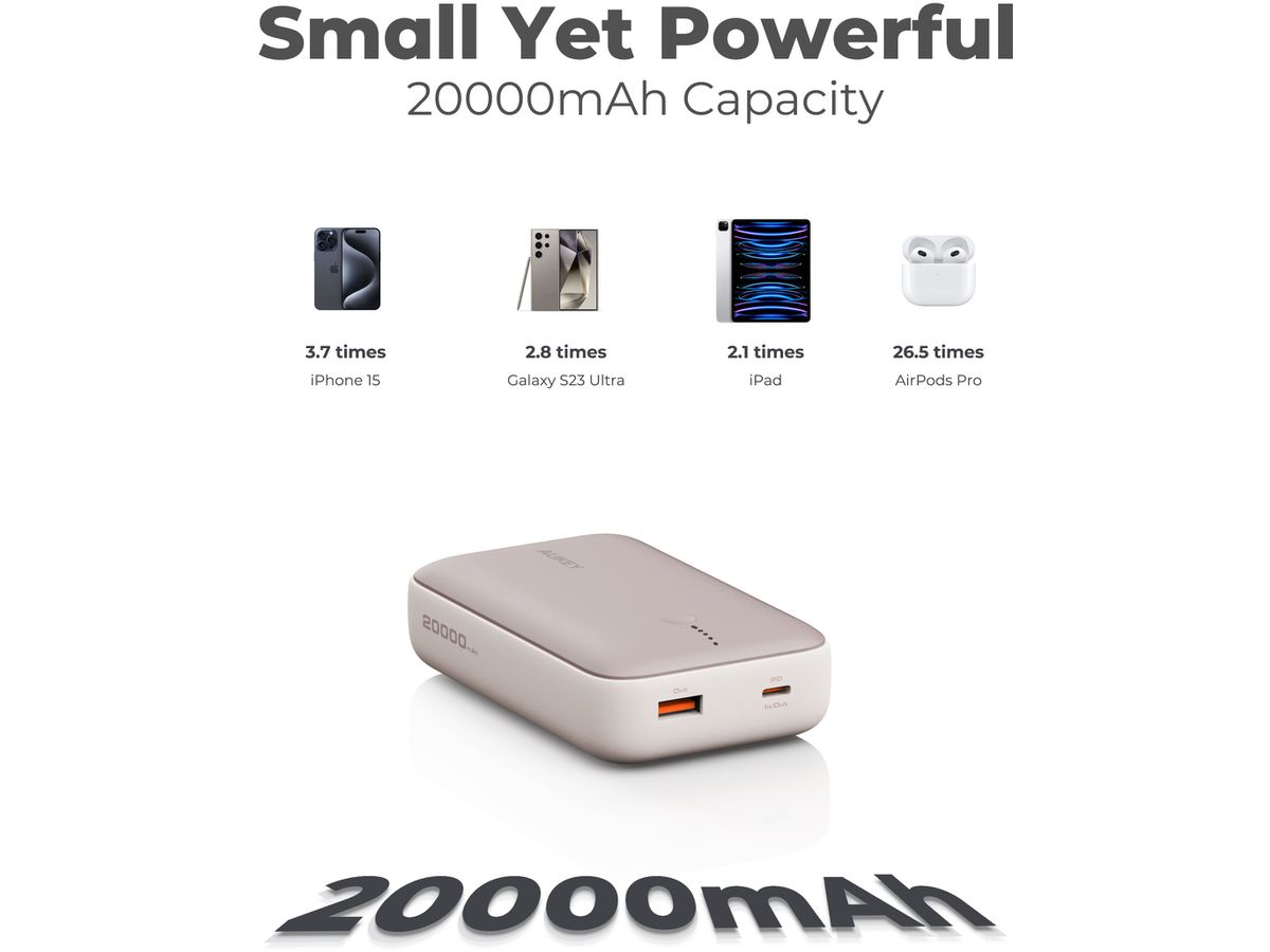 AUKEY Spark Mini 20000, 20W, PD,QC PB-Y57GD Powerbank,Gold,USB-C,USB-A (0689323789825)