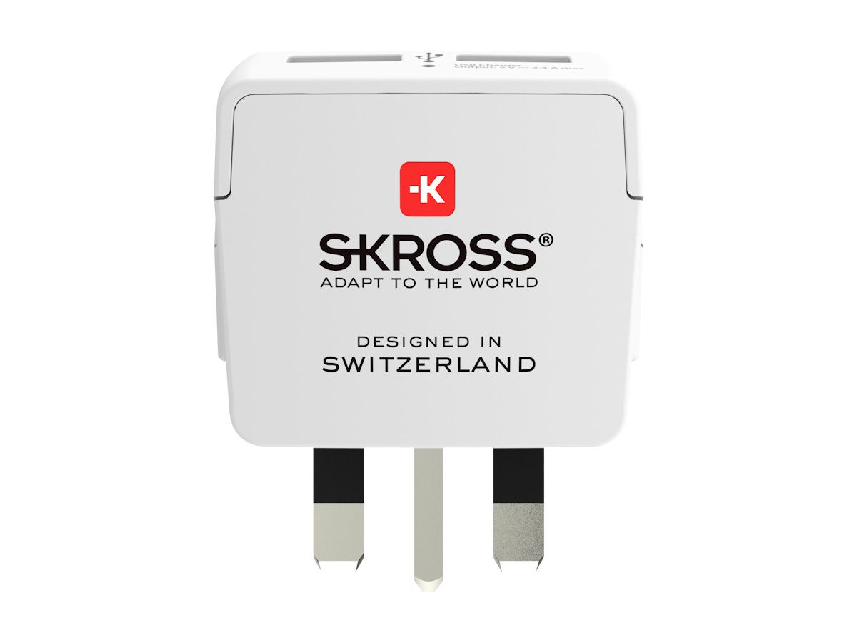 SKROSS Country Travel Adapter 1.500280 Europe to UK with USB (7640166323082)