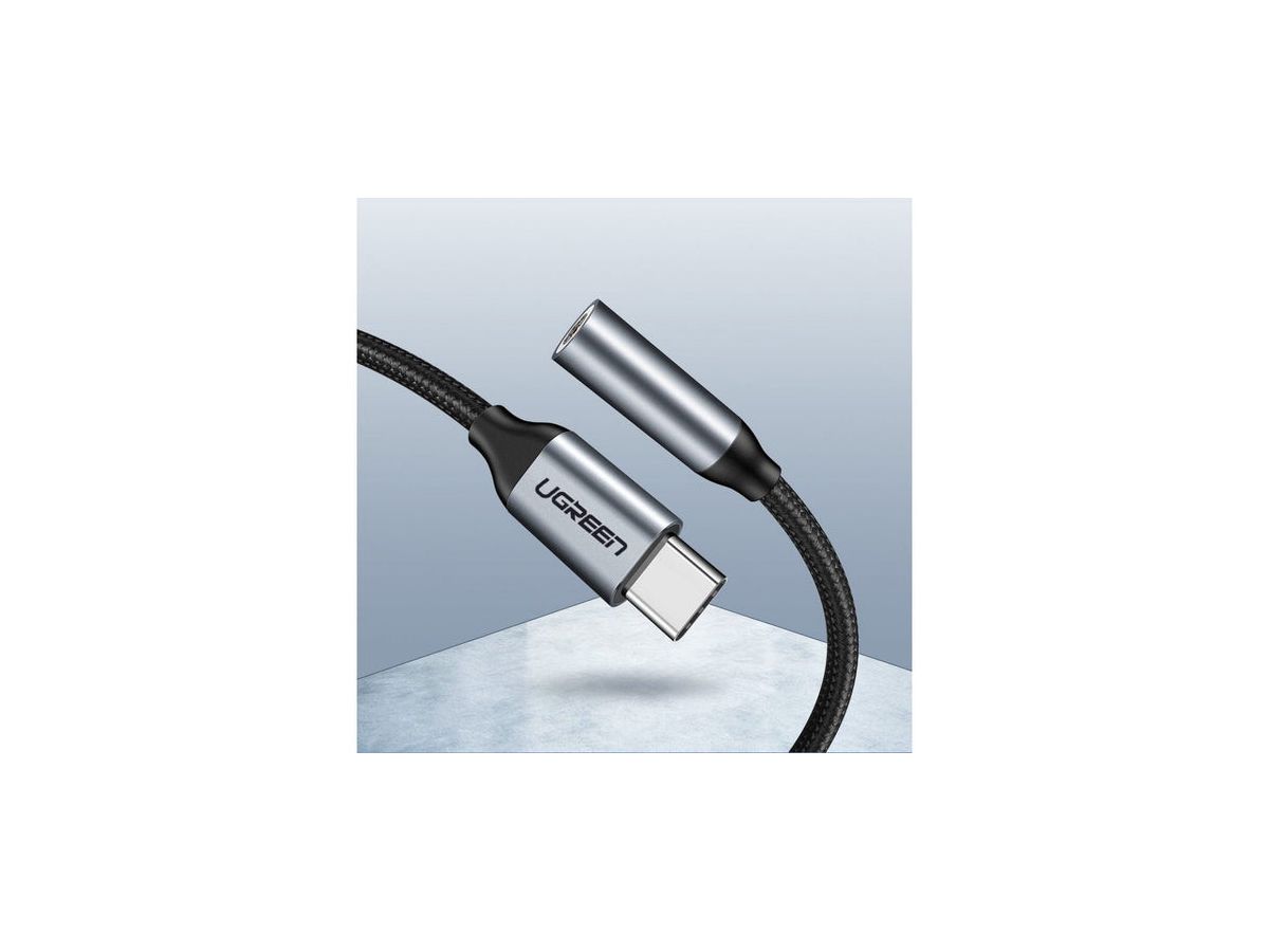 UGREEN USB-C to 3.5mm headphone 30632 jack adapter 10cm, Grey (6957303836321)