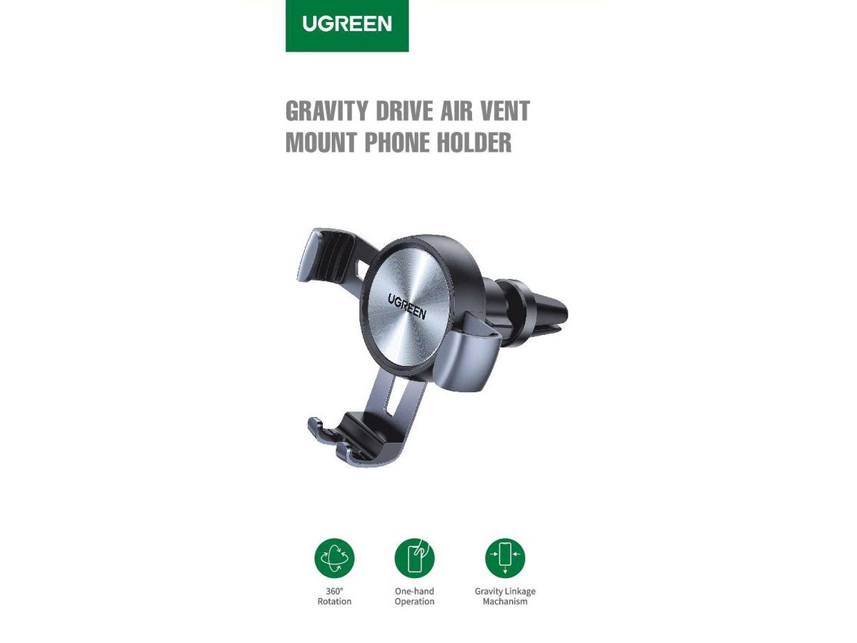 UGREEN Gravity Air Vent Mount 50564 Phone Holder Black/Grey (6957303855643)