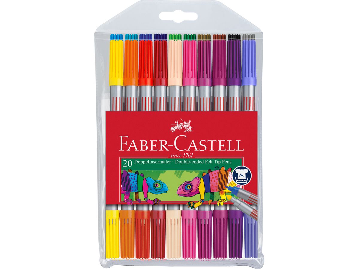 FABER-CASTELL Penna fibra 1/3-5mm 151119 20 colori, astuccio (4005401511199)