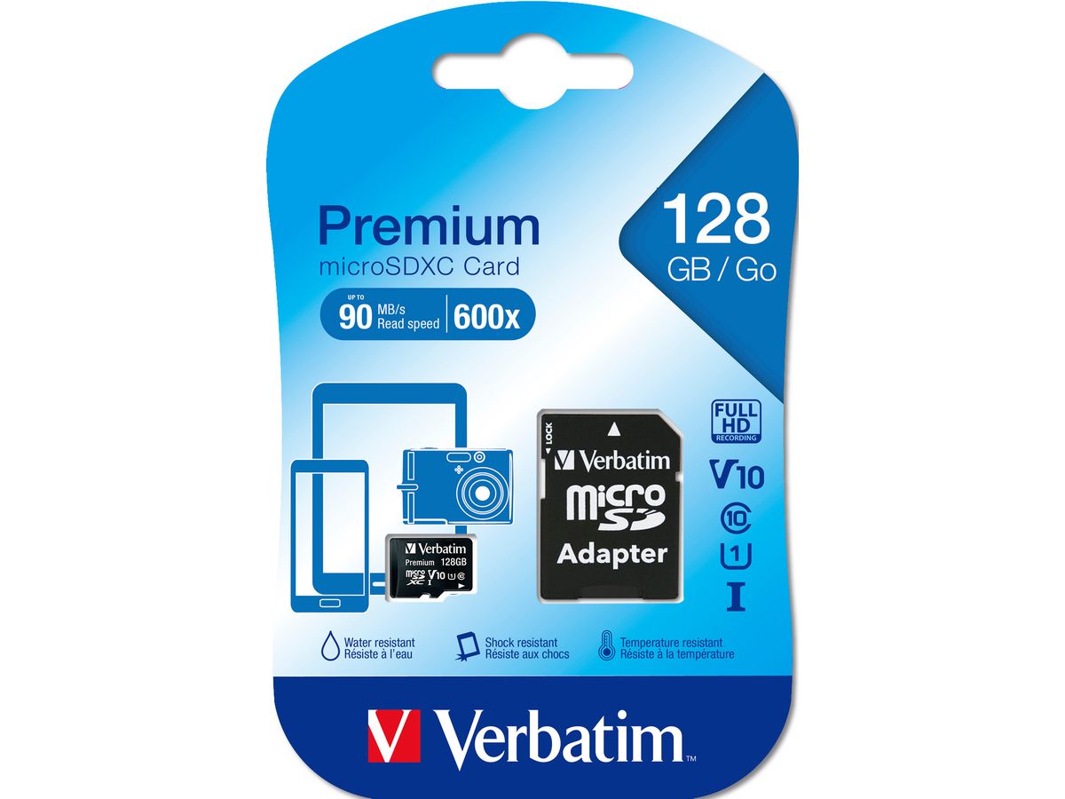 VERBATIM Micro SDXC Card 128GB 44085 with Adapter Class 10. UHS 1 (0023942440857)