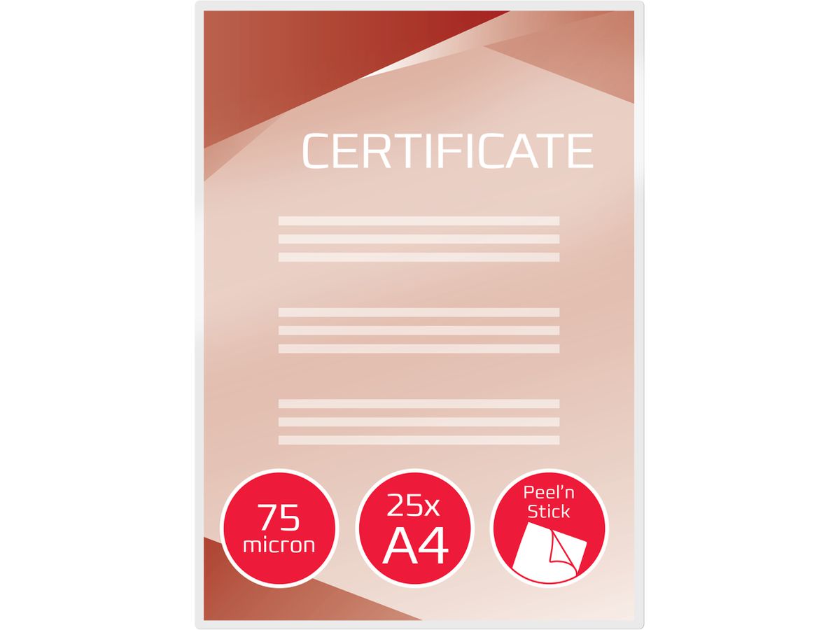 GBC Laminiertasche A4 3747527 glanz, 75my, selbstkl. 25 Stk (0033816055360)